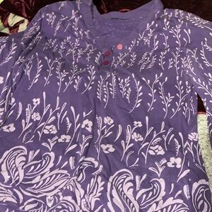 Purple Floral Long Sleeve Top